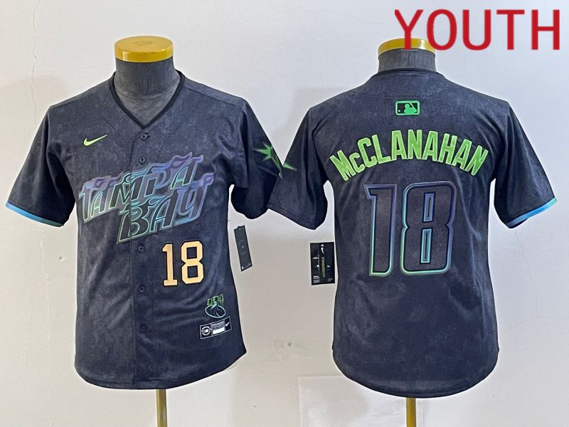 Youth Tampa Bay Rays #18 Mcclanahan Nike MLB Limited City Connect Black 2024 Jersey style 2->youth mlb jersey->Youth Jersey